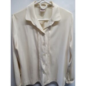 Vintage Graff Californiawear Cream Button Up Blouse Long Sleeve Size 20 USA Made